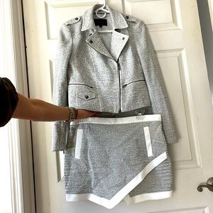 Banana Republic Gray and White Tweed Skirt Set
